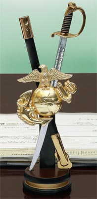 USMC Sword Letter Opener Desktop Display
