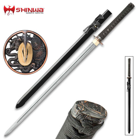 Shinwa Black Knight Katana - Handmade with Damascus Steel