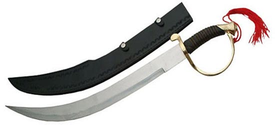 NEW 37" Red Black Pirate Scimitar Sword Pakkawood Handle Curved Blade w/ Sheath 