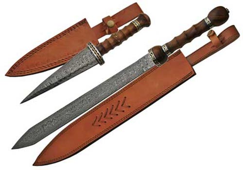 Damascus Steel Roman Noble Sword and Dagger Combo